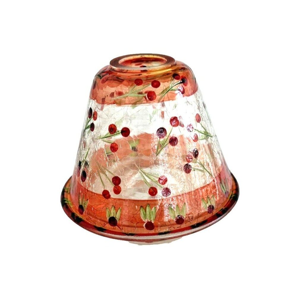 Yankee Candle Crackle Glass Shade and Plate Small Jar Candle Red Cherries